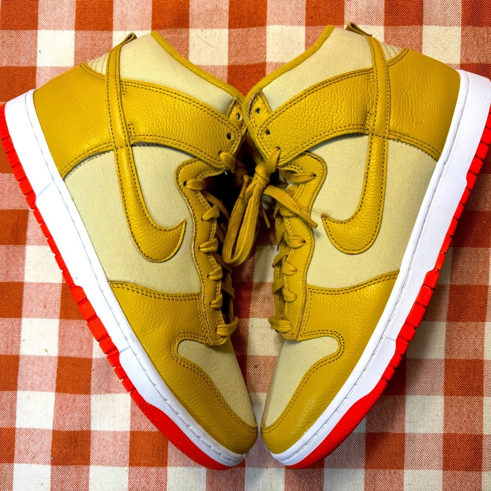 Nike Dunk High Wheat Gold Safety Orange Men's - DV7215-700, Size 13, No Box